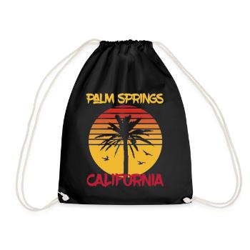 California Palm Springs Palmen Ocean Surfing - Turnbeutel - Schwarz - Vorne