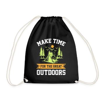 Make Time For The Great Outdoors - Drawstring Bag - black - Front