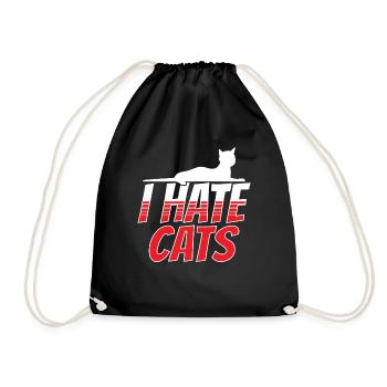 I hate cats puppy dog lover animal - Drawstring Bag - black - Front
