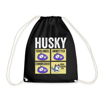 Hund Husky - Turnbeutel - Schwarz - Vorne