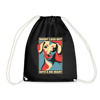 Dackel Hund - Turnbeutel - Schwarz - Vorne