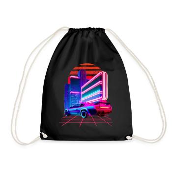 Retro Wave Sport Auto 80s Skyline Vaporwave - Turnbeutel - Schwarz - Vorne