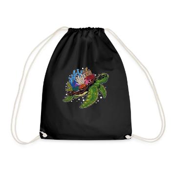 Water turtle Giant tortoise Turtle - Drawstring Bag - black - Front