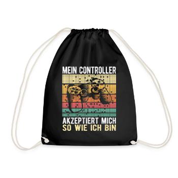 Mein Controller akzeptiert mich Gamer Spruch - Turnbeutel - Schwarz - Vorne