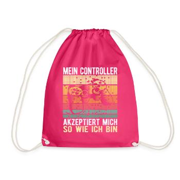 Mein Controller akzeptiert mich Gamer Spruch - Turnbeutel - Fuchsia - Vorne