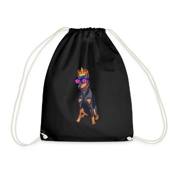 Doberman Queen Elizabeth II Britische Krone - Turnbeutel - Schwarz - Vorne