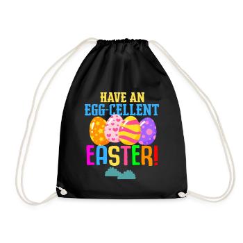 Ostern Bunte Eier färben Kaninchen Eierjagd - Turnbeutel - Schwarz - Vorne