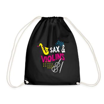 Sax & Violins Lustiges Musik Orchester Musiker - Turnbeutel - Schwarz - Vorne