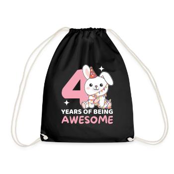 Hase zum 4. Geburtstag Kinder vier Jahre alt - Turnbeutel - Schwarz - Vorne