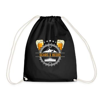Mountain Bike Gears & Beers Loves Mountain Sports - Drawstring Bag - black - Front