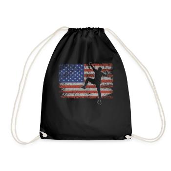 Freeclimbing Retro USA Flag Mountains 4th of July - Drawstring Bag - black - Front