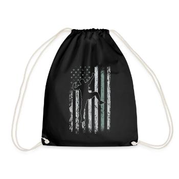 Freeclimbing Retro USA Flag Mountains 4th of July - Drawstring Bag - black - Front
