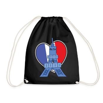 Eiffelturm Herz Frankreich Souvenir Kawaii Paris - Turnbeutel - Schwarz - Vorne
