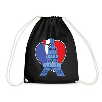 Frankreich Souvenir Kawaii Eiffelturms niedliche P - Turnbeutel - Schwarz - Vorne