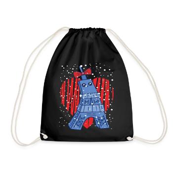Paris Heart Snow Eiffel Tower Kawaii French S - Drawstring Bag - black - Front