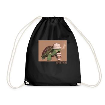 Coffee Turtle Tortoise Aquatic Turtle - Drawstring Bag - black - Front