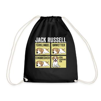 Hund Jack Russell - Turnbeutel - Schwarz - Vorne