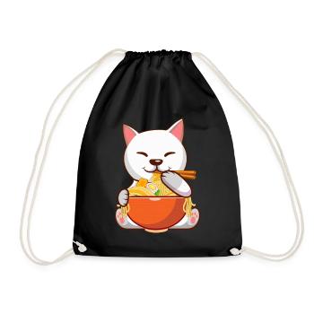 Ramen-Esser Katzenliebhaber Tier Katzenflüsterer - Turnbeutel - Schwarz - Vorne