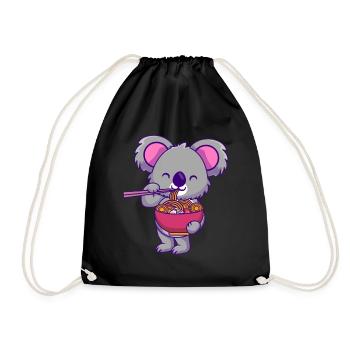 Ramen Eater Koala Lovers Japanese - Drawstring Bag - black - Front