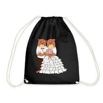 Wedding Other Otter Lovers Animal Marine Biologist - Drawstring Bag - black - Front