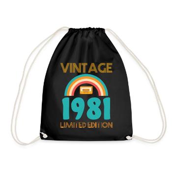 Born 1981 T-Shirt - Drawstring Bag - black - Front
