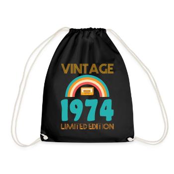 Born 1974 T-Shirt - Drawstring Bag - black - Front