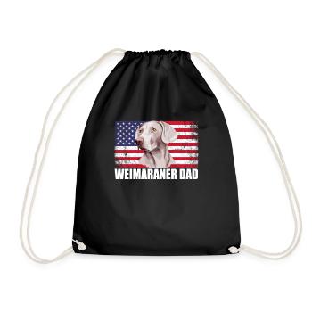 Weimaraner Dad American Flag, Weimaraner Dog - Drawstring Bag - black - Front