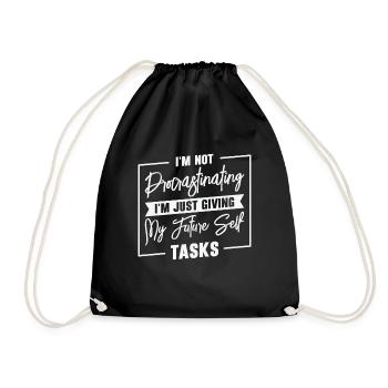 Procrastinating Tasks Procrastinator Delaying Work - Drawstring Bag - black - Front