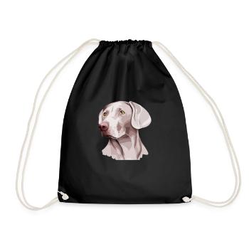 Weimaraner Dog - Drawstring Bag - black - Front