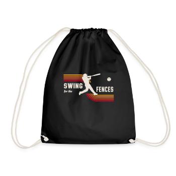 Swing For The Fences Retro Baseball Player - Drawstring Bag - black - Front