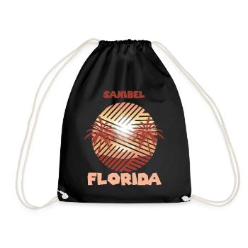 Retro Sanibel Florida Palmen Surfen im Ozean - Turnbeutel - Schwarz - Vorne