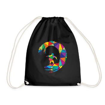 Low Poly Surfer Polygon Surfing - Drawstring Bag - black - Front