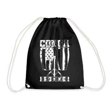 Conga Drummer Conga Player Conga Drums US Flag Con - Drawstring Bag - black - Front