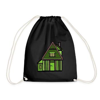 Haus Hütte Natur Naturliebhaber wohnen Immobilie - Turnbeutel - Schwarz - Vorne