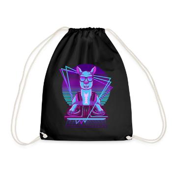 Vaporwave Llama DJ Pult Llama - Turnbeutel - Schwarz - Vorne