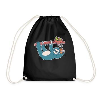Easter Sloth Forest Wildlife Animal Festival Eggs - Drawstring Bag - black - Front