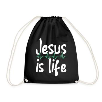 Jesus is life Bible lesson Christian - Drawstring Bag - black - Front