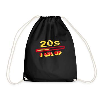 20th Birthday 20s Twenty Years Loading Bar Gaming - Drawstring Bag - black - Front