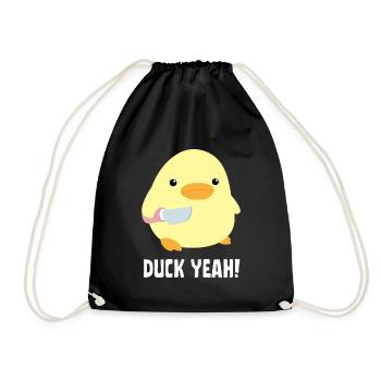Duck yes - Duck with knife duck with knife - Drawstring Bag - black - Front