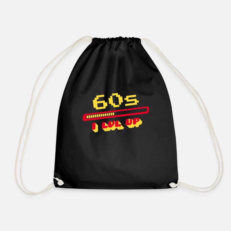 60th Birthday 60s 60 Years Loading Bar Gaming - Drawstring Bag - black