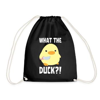What The Duck? Duck with knife - Ente mit Messer - Turnbeutel - Schwarz - Vorne