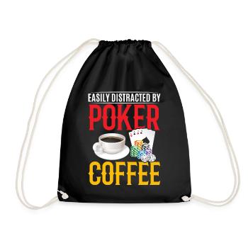 Poker Player Easily Distracted By Poker And Coffee - Turnbeutel - Schwarz - Vorne