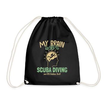 My Brain is 95% Scuba Diving Tauchermaske Taucher - Turnbeutel - Schwarz - Vorne