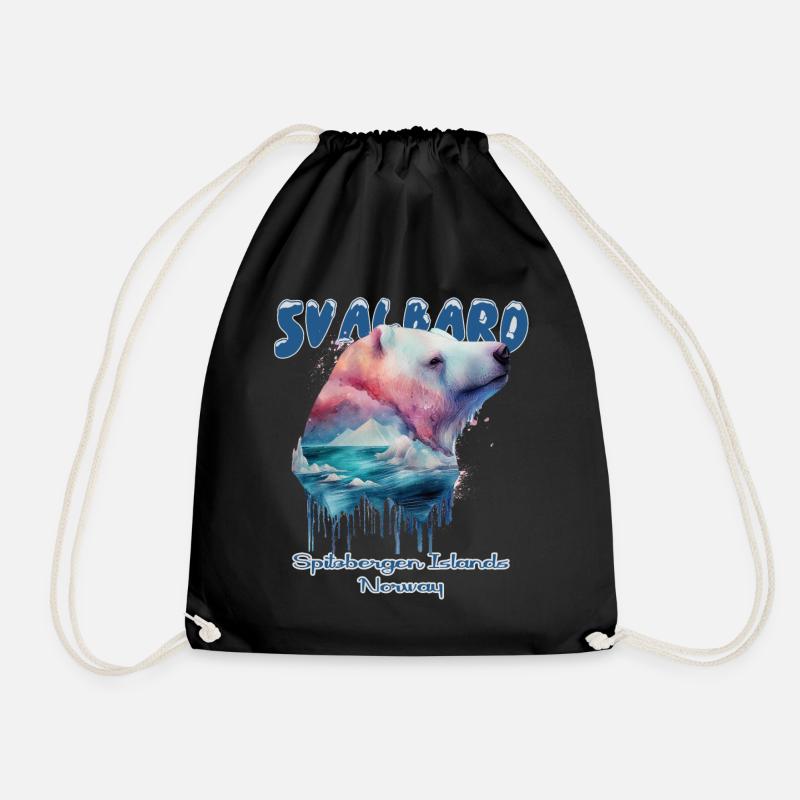Svalbard Norway Spitsbergen Polar Polar Bear - Drawstring Bag - black