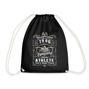 Vintage 1986 Swimmer Birthday Gift Hobby - Drawstring Bag - black - Front