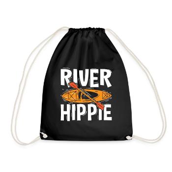 Kayaking River Hippie Paddle Boat Kayak Lover - Drawstring Bag - black - Front