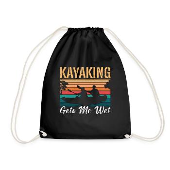 Kayaking Gets Me Wet Retro Paddle Boat Kayak Lover - Drawstring Bag - black - Front