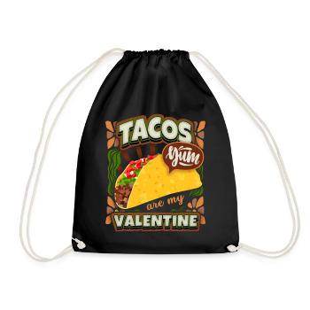 Tacos Valentinstag lustiger Spruch im Vintage-Stil - Turnbeutel - Schwarz - Vorne