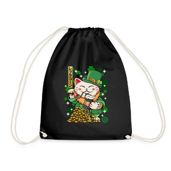 Heiliger Patrick - Luprechaun Maneki Neko - Turnbeutel - Schwarz - Vorne