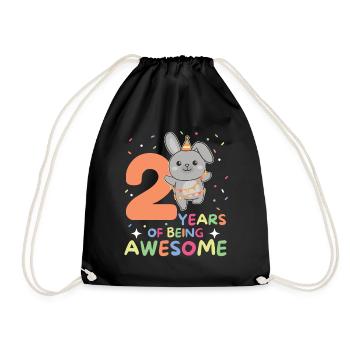Rabbit for 2nd birthday Children two years old - Drawstring Bag - black - Front